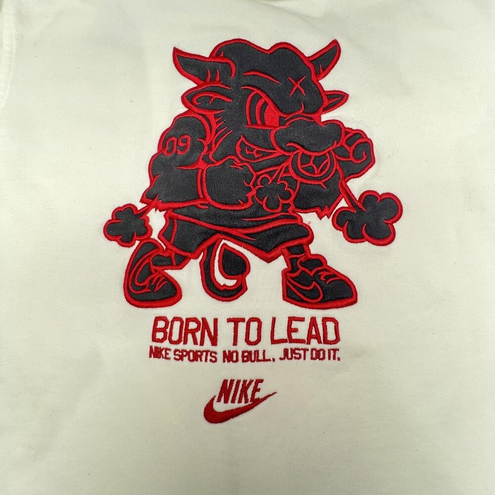 Nike Hoodie Men Large White Born To Lead Bull Full‎ Zip Graphic Sweatshirt RARE - Picture 12 of 12